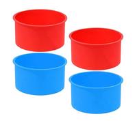 BESPORTBLE Lot de 4 Moules à Gâteau en Silicone Antiadhésif 4 Pouces Couleurs Bleu Clair et Rouge Vif Kit DIY Pâtisserie Moules Empilables Adaptés pour Cheesecake et Mousse Cuisson