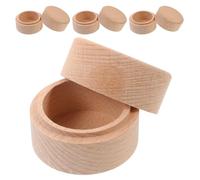 BESPORTBLE Lot de 4 Petites Boîtes en Bois de Hêtre Rondes Couvercle, Boîte à Bijoux Polyvalente et Sécurisée pour Bagues, Dents de Lait, pour Mariage et Fiançailles