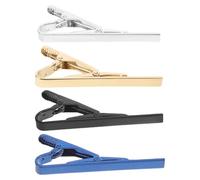 BESPORTBLE Lot de 4 Pinces à Cravate en Métal pour Hommes - Accessoires D’Affaires en Or Argenté Noir et Bleu Marine - Maintien Sûr et Respectueux des Tissus - Cérémonie et Tenue