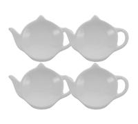 BESPORTBLE Lot de 4 Porte-Sachets de Thé en Céramique Blanche sous-Verres de Théière Plats à Apéritif Compacts pour Salle de Réunion Bureau et Dégustation de Thé