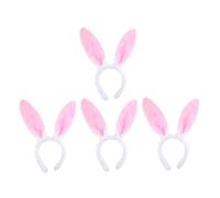 BESPORTBLE Lot De 4 -Têtes En Forme D'Oreilles De Lapin Floquées Style Cosplay En Peluche Marron Décoratifs Et Moelleux En Pour Enfants En Tissu Rose
