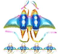 BESPORTBLE Lot de 5 Ballons en Aluminium d'Aile de Fusée Décoration de Fête Anniversaire Garçon et Filles Ballon Gonflable Couleur Argentée Accessoires pour Fêtes Cosplay et Événements