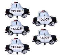 BESPORTBLE Lot de 5 Ballons en Aluminium Forme Voiture de Police, Grosse Taille, Couleur Bleu Blanc Rouge, Décoration Fête D'anniversaire Garçon et Filles, Ballon Véhicule pour Anniversaire