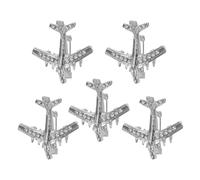 BESPORTBLE Lot de 5 Broches Avion en Métal Argenté Épingle de Col et Broche à Poussoir Accessoires Mode pour Paquet Manteaux et Chemises Bijoux Légers et Polyvalents pour Femmes et