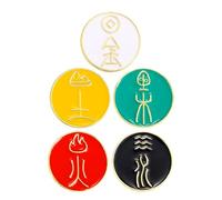 BESPORTBLE Lot de 5 Broches Créatives en Alliage Métal Doré, Broche à Caractères Chinois Style Chinois, Épingles Décoratives pour Vêtements, Paquet et Chapeaux, Accessoires Mode Féminins,