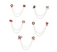 BESPORTBLE Lot de 5 Broches de Noël Créatives Épingles à Revers Asymétriques Père Noël Guirlande et Couronne Décorations Festives en Métal Accessoire Mode
