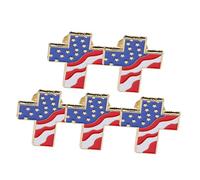 BESPORTBLE Lot De 5 Broches En Forme De Croix De Drapeau Américain En Alliage De Zinc Pour Vétérans Femmes Et Enfants Bleu Marine Patriotique Émail Taille