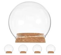 BESPORTBLE Lot de 5 Cloches en Verre Transparentes Ø10 CM avec Bouchon en Liège Couvercle en Verre pour Fleurs Immortelles Décoration Créative pour Micro-Paysage et Figurines Accessoire
