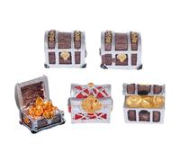 BESPORTBLE Lot de 5 Coffres au Trésor en Résine Décorative, Faux Coffre au Trésor Doré, Mini Décor de Micropaysage pour Aquarium, Cachette pour Poissons, Accessoire Style Aléatoire
