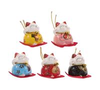 BESPORTBLE Lot de 5 Mini Figurines de Chat en Céramique Amulette Décoration de Table Créative Petit Format pour Voiture et Maison Ornement Chat Feng Shui Présent Original et Symbolique