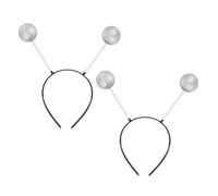 BESPORTBLE Lot de 5 Serrage-têtes à Boules en Mousse Blanche, Accessoires de Fête Martiens Argentés, Bandeaux Antennes Oscillantes pour Femmes et Filles, Cosplay Halloween, Accessoires