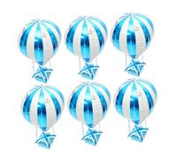 BESPORTBLE Lot de 6 Ballons Aluminium Montgolfière Bleu 4D Décoration Murale Réaliste pour Fête d'Anniversaire Garçon et Filles Fournitures Thème Voyage Ballon Gonflable pour Événement