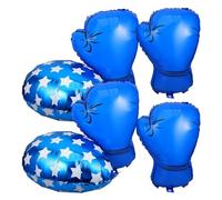 BESPORTBLE Lot de 6 Ballons d'Anniversaire Boxe pour Garçons 4 Ballons Forme Moufles de Boxe Bleus Forme Paquet de Sable Bleus Décoration Fête Thème Catch Intérieure/Extérieure