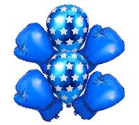 BESPORTBLE Lot de 6 Ballons Décoratifs de Moufles de Boxe Bleus 4 Moufles et 2 Paquet de Sable Décorations d'Anniversaire Thème Boxe pour Garçons Fêtes Intérieures et Extérieures
