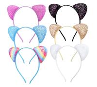 BESPORTBLE Lot De 6 Bandeaux À Paillettes Avec Oreilles De Chat - Bandeaux À Paillettes Avec Oreilles De Chat À Paillettes Pour Filles Et Femmes - Cerceaux À Cheveux Scintillants Jolis