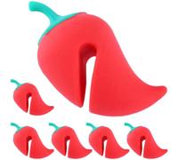 BESPORTBLE Lot de 6 Bouchons Anti-déversement en Plastique Cuisine, Petits Lève-couvercles Créatifs de Poivron Rouge, Accessoires Pratiques pour Casseroles et Poêles, pour Éviter