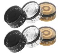 BESPORTBLE Lot de 6 Boutons de Commande Potentiomètre pour Guitare Électrique et Basse, Diamètre 25 Mm, Plastique Noir, Doré et Transparent, Boutons de Remplacement pour Contrôle du Volume