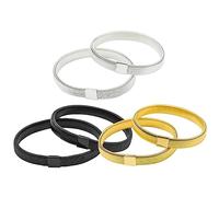 BESPORTBLE Lot de 6 Bracelets Joncs Manchette Élastiques en Métal Antidérapant, Brassards Vintage Homme, Multi-couleurs Noir Or Argenté, Maintien Manches Chemise, Style Punk