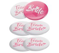 BESPORTBLE Lot de 6 Broches de Mariée Team Bride Épingles de Mariage en Métal 5 Blanches 1 Rose Accessoires Enterrement de Vie de Jeune Fille pour Fête Prénuptiale et Présents d'Invités