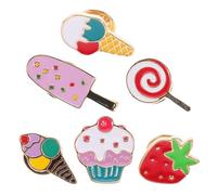 BESPORTBLE Lot de 6 Broches D'été en Alliage Émail Coloré, Épinglettes Desserts Mignonnes pour Vêtements et Paquet, Détails Soignés, pour L'été