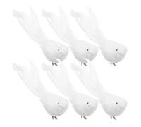 BESPORTBLE Lot de 6 Colombes Blanches Artificielles en Mousse à Plumage Décoration D’Oiseaux Artisanaux Réalistes pour Mariage Couronnes Sapins de Noël et Loisirs Créatifs Figurines