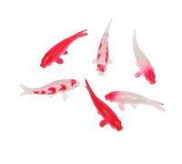 BESPORTBLE Lot De 6 Figurines De Faux Poissons Rouges 4,5 Cm pour Aquarium, Carpes Miniatures en Plastique Solide Rouge Et Blanc, Décoration Aquatique sans Entretien pour Bureau Et Bassin