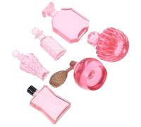 BESPORTBLE Lot de 6 Flacons de Parfum Miniatures en Résine Rose Pailleté pour Maison de Poupée, Breloques Décoratives DIY, Accessoires Miniatures pour Création de Scènes Réalistes