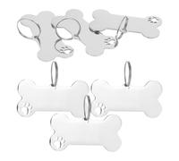 BESPORTBLE Lot de 6 Médailles d'Identification pour Chiens et Chats en Acier Inoxydable 40X20X1 MM Forme Os et Patte Ajourée Accessoires pour Collier Étiquettes Nominatives Résistantes et