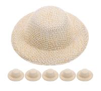 BESPORTBLE Lot de 6 Mini-Chapeaux : Décoration de Maison de poupée pour Loisirs créatifs et Accessoires de fête - Mini Chapeaux de Paille Imitation pour poupées et Petites Figurines