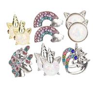 BESPORTBLE Lot de 6 Paires de Boucles D’oreilles à Clip Garçon et Filles Licorne et Arc-en-ciel Taille Garçon et Filles Alliage Résistant et Anti-ternissement Bijoux pour Présent Fête