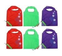 BESPORTBLE Lot de 6 Paquet à Fruits Pliables Imperméables Légers et Réutilisables Paquet Fourre-Tout à Provisions Compacts pour Courses et Rangement la Cuisine Styles Assortis