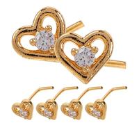BESPORTBLE Lot de 6 piercings de nez en forme de cœur : petits anneaux de nez en tire-bouchon, bijoux pour lèvres et lèvres pour femme, pour costume de festival, doré