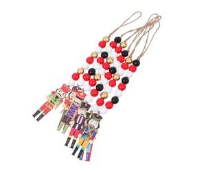 BESPORTBLE Lot de 6 Set de Pendentifs Suspendus en Perles de Bois Peintes Soldats de Noël Décoration Artisanale Festive pour Sapin Ornements en Bois Naturel Multicolores Adaptés à la