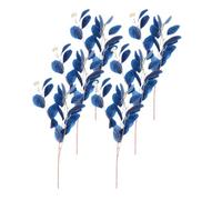 BESPORTBLE Lot de 6 Tiges d’Eucalyptus Artificiel Bleu 3 Branches Feuilles Simulées Réalistes en Matériau Sûr Décoration Intérieure pour DIY Compositions et Fêtes