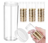 BESPORTBLE Lot de 6 Tubes de Protection Transparents en Plastique pour Pièces de Monnaie Ø32Mm Bouchon Étanche - Rangement Pratique pour Collectionneurs et Stockage Sécurisé des Pièces