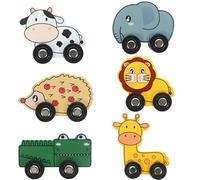 BESPORTBLE Lot de 6 Wagons de Train en Bois Animaux Mignons Hérisson Éléphant Reptile Vache Girafe Lionceau Éducatif en Bois pour Tout-Petits Compatible avec Jeu D’éveil