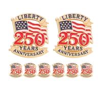 BESPORTBLE Lot de 8 broches drapeau américain commémoratives du 250e anniversaire des États-Unis - Broches patriotiques en alliage pour la fête de l'indépendance, accessoires souvenirs pour