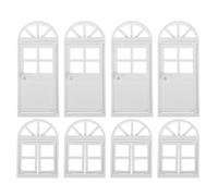 BESPORTBLE Lot de 8 cadres de porte et fenêtres miniatures en plastique blanc pour maison de poupée - Accessoires pour travaux manuels et décoration de ville