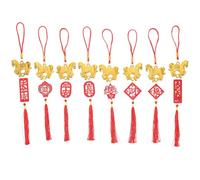 BESPORTBLE Lot de 8 Pendentifs Suspendus Chevaux en Bois et Polyester pour Décoration du Nouvel an Chinois Ornements Traditionnels pour Intérieur et Extérieur Décorations Suspensions