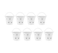BESPORTBLE Lot de 8 Petits Seaux en Fer-blanc Décoratifs Blancs Poignées, Seaux Métalliques Miniatures pour Bonbons, Rangement de Bureau et Centres de Table, Adaptés pour Fêtes, Mariages