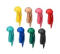 BESPORTBLE Lot de 8 Turbans de Pirate Élastiques en Satin, Durag à Longue Queue Unisexe, Bonnet Ondulé pour Chimiothérapie et Coiffures Afro, Accessoires Mode Confortables Couleur Aléatoire
