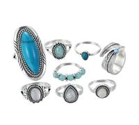 BESPORTBLE Lot de Bagues Vintage Imitation Turquoise Alliage Bagues Ajustables pour Femmes Parure Féminine Élégante et Originale