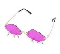 BESPORTBLE Lunettes Amusantes de Soleil sans Monture pour Femmes Motif Nuage et Éclair, Lentille Colorée Rose, Protection UV pour Visages Fins et Événements Sociaux