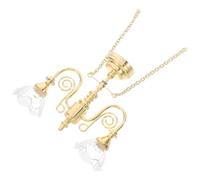 BESPORTBLE Lustre Miniature Double Tête Floral Doré Plafonnier Vintage pour Maison Poupée Accessoire Décoratif Élégant et Création Ambiance Chaleureuse