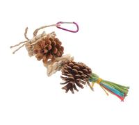 BESPORTBLE Mâcher pour Oiseaux Bois Naturel avec Cône de Pin Résistant à Usure Balançoire Équilibre pour Perroquets Perruches et Finches Accessoire Suspendu pour Cage