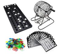 BESPORTBLE Machine de Traditionnelle Boules avec Cage Métallique et Plateau de Comptage Jeu de Loterie Manuel pour Fête et Jeu à Boire Noir