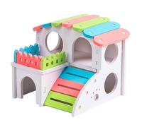 BESPORTBLE Maison en Bois pour Hamster Soi-même, Petite Cabane Bascule et Clôture, Abri Ludique pour Petits Animaux, Nid de Hamster Naturel, Enrichissement, Habitat Sécurisé pour Rongeurs
