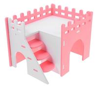 BESPORTBLE Maison pour Cochons d'Inde et Hérissons en PVC Rose, Design Multifonctionnel avec Plusieurs Chambres et Rampe, Facile à Entretenir pour Espace de Vie Animal