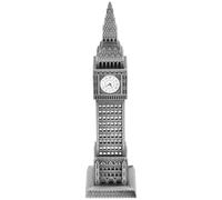 BESPORTBLE Maquette en Métal Argenté Big Ben Londres, Sculpture Architecturale Décorative, Modèle de Bâtiment Décoratif pour Bureau Salon, Élément Architectural Vintage pour Décoration