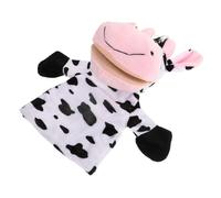 BESPORTBLE Marionnette Main Peluche Vache avec Bouche Mobile pour Garçon Fille Interactif de Conte et Jeu Imaginatif pour Anniversaires et Fêtes de Noël